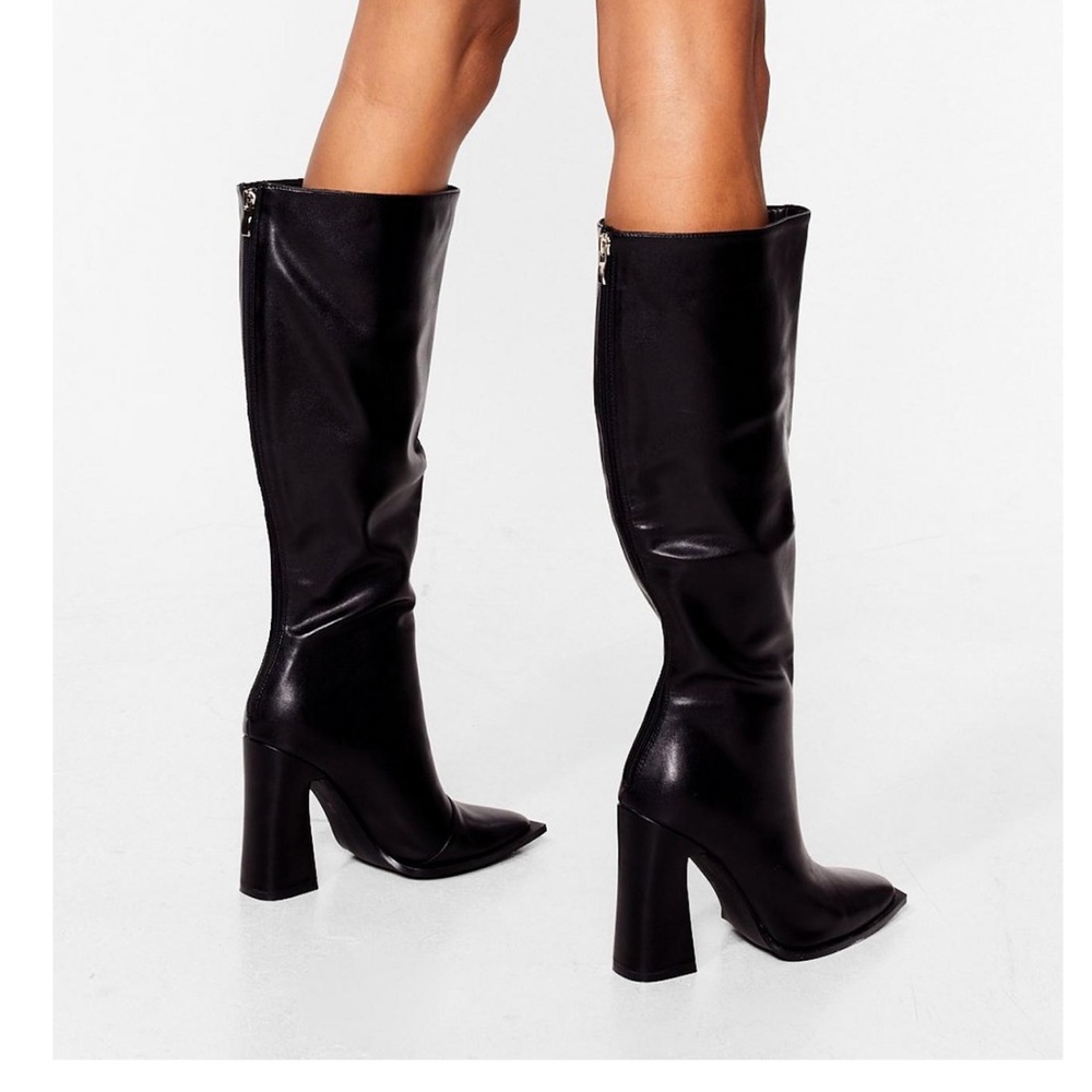 NWOT NASTYGAL Square Pointed Toe Knee High Boots
